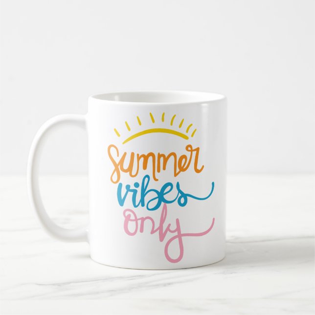 Simple Sunny Cheerful Playful Orange Blue Pink Sun Coffee Mug (Left)