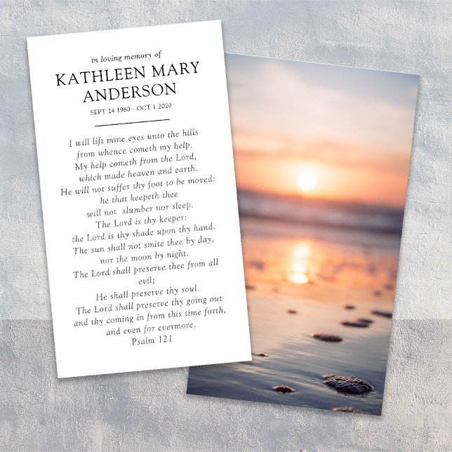 Simple Sunset Memorial Prayer Card (Creator Uploaded)