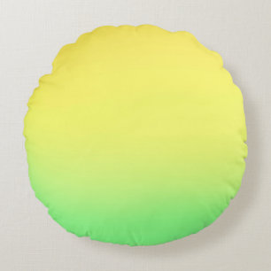 Simple Sunset Ombre Effect Green & Yellow Round Cushion