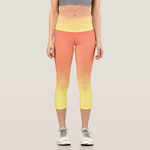 Simple Sunset Ombre Effect Orange Yellow Capri Leggings