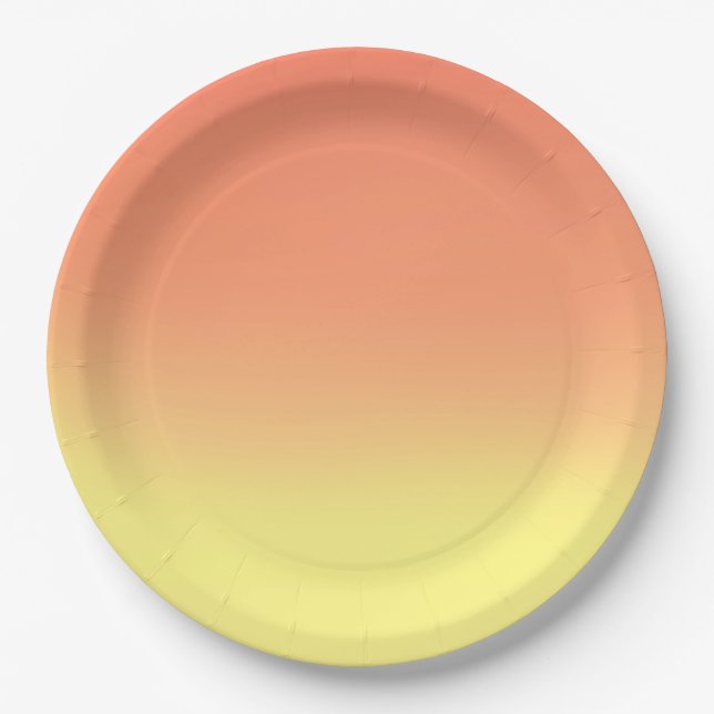 Simple Sunset Ombre Effect Orange Yellow Paper Plate (Front)