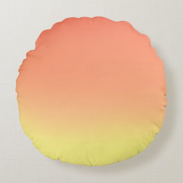 Simple Sunset Ombre Effect orange & yellow  Round Cushion (Front)