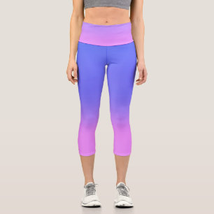 Simple Sunset Ombre Effect Pink Blue Capri Leggings