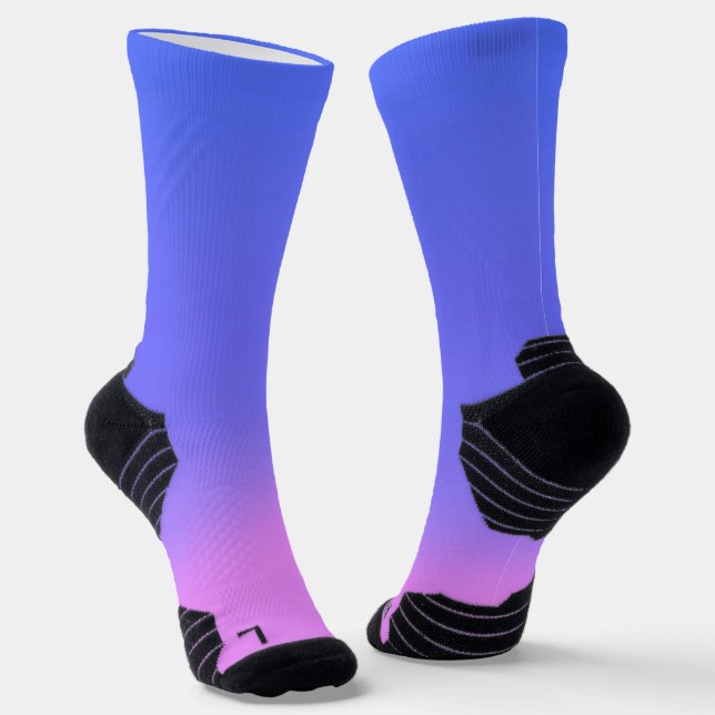 Simple Sunset Ombre Effect Pink Blue  Socks (Angled)