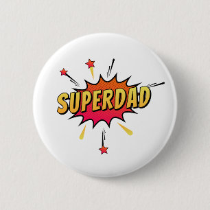 Simple Superdad Comic Retro Pop Art Pin Button