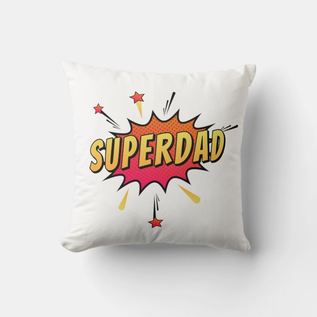 Simple Superdad Comic Retro Pop Art | Throw Pillow (Front)