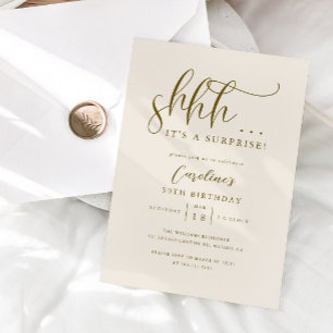 Simple Surprise Birthday Party Cream Invitation