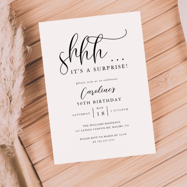 Simple Surprise Birthday Party  Invitation (Creator Uploaded)