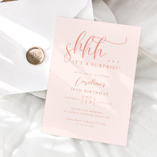 Simple Surprise Birthday Party Peach Invitation