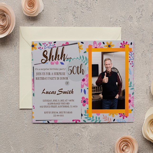 simple Surprise Birthday Party Photo Invitation (Creator Uploaded)