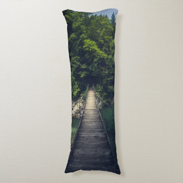 Simple suspension bridge over river Idrijca, Slove Body Cushion (Front Vertical)