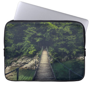 Simple suspension bridge over river Idrijca, Slove Laptop Sleeve
