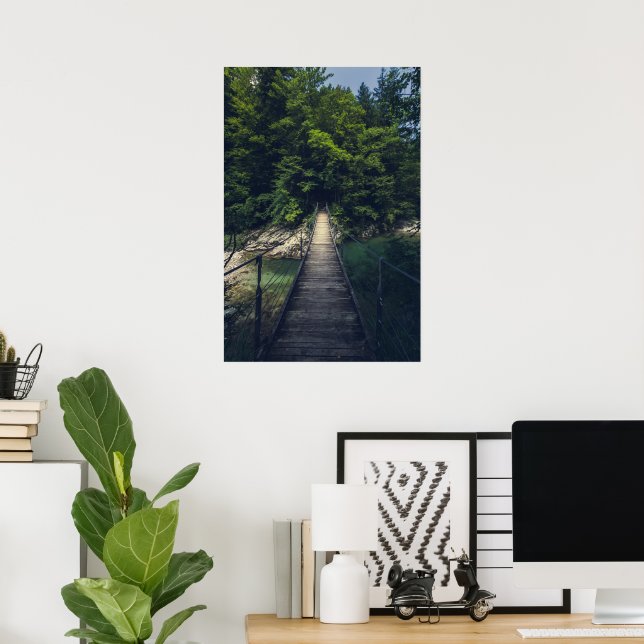 Simple suspension bridge over river Idrijca, Slove Poster (Home Office)