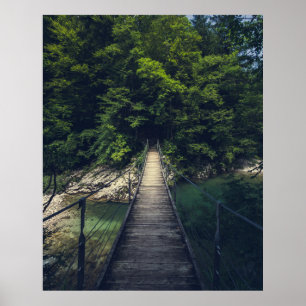 Simple suspension bridge over river Idrijca, Slove Poster