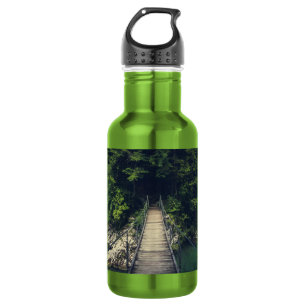Simple suspension bridge river Idrijca, Slovenia 532 Ml Water Bottle