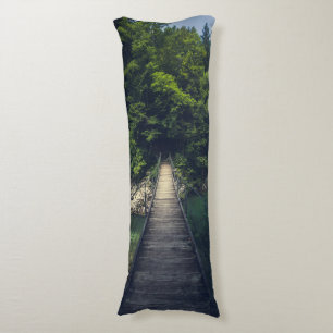 Simple suspension bridge river Idrijca, Slovenia Body Cushion