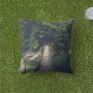 Simple suspension bridge river Idrijca, Slovenia Cushion