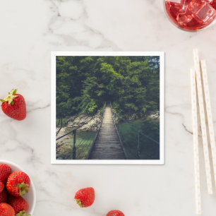 Simple suspension bridge river Idrijca, Slovenia Napkin