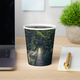 Simple suspension bridge river Idrijca, Slovenia Paper Cups