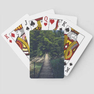 Simple suspension bridge river Idrijca, Slovenia Playing Cards
