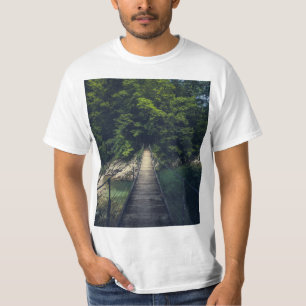 Simple suspension bridge river Idrijca, Slovenia T-Shirt