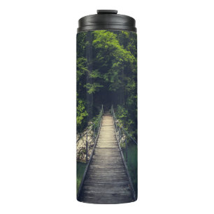Simple suspension bridge river Idrijca, Slovenia Thermal Tumbler