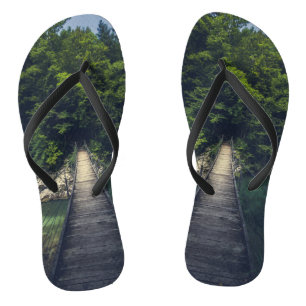 Simple suspension bridge river Idrijca, Slovenia Thongs