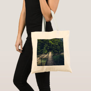 Simple suspension bridge river Idrijca, Slovenia Tote Bag