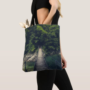 Simple suspension bridge river Idrijca, Slovenia Tote Bag