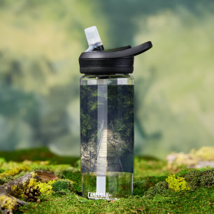 Simple suspension bridge river Idrijca, Slovenia Water Bottle