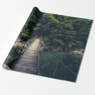 Simple suspension bridge river Idrijca, Slovenia Wrapping Paper