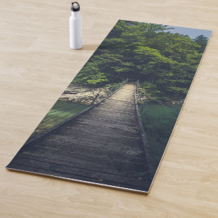 Simple suspension bridge river Idrijca, Slovenia Yoga Mat