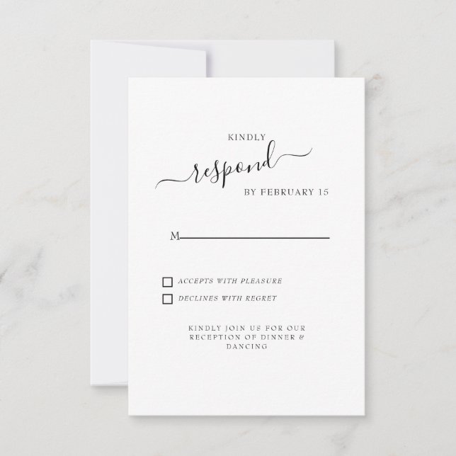 Simple Swash White Wedding RSVP (Front)