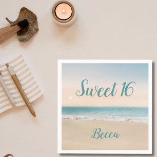 Simple Sweet 16 Beach Theme Party  Napkin