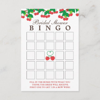 Simple Sweet Cherries Bridal Shower Bingo Cards