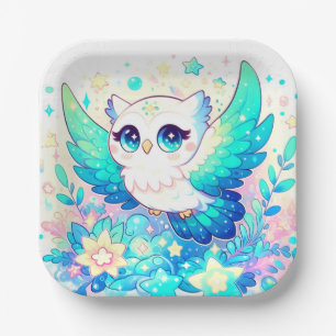 Simple Sweet Owl Baby Shower Paper Plate