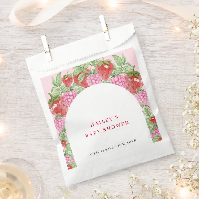 Simple Sweet Strawberry Arch Baby Shower Favour Bag (Clipped)