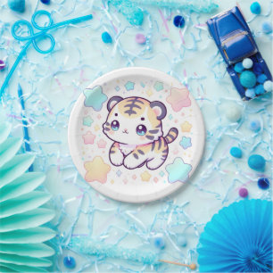 Simple Sweet Tiger Baby Shower Paper Plate
