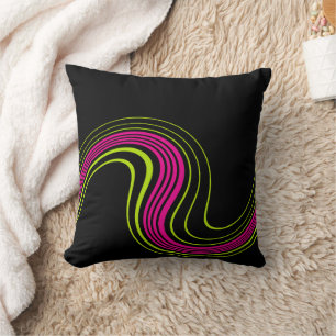 Simple Swirl in Lime Green, Hot Pink and Black Cushion