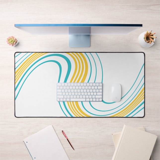 Simple Swirl - Turquoise and Yellow Desk Mat (Office 1)