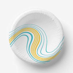 Simple Swirl - Turquoise and Yellow Paper Plate