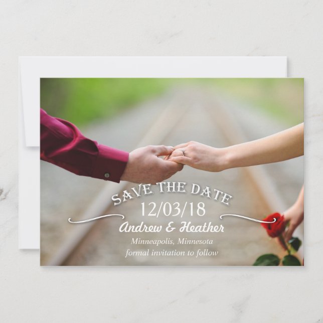 Simple Swirl Wedding Save the Date (Front)