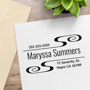 Simple Swirls Address Rubber Stamp