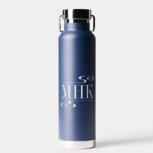 Simple Swirls Monogram Initials White Water Bottle