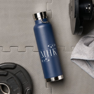 Simple Swirls Monogram Initials White Water Bottle