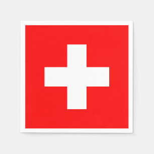 Simple Swiss Flag Red and White Patriotic Napkin