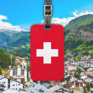  Simple Swiss Flag Red Luggage Tag