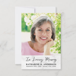 Simple Sympathy Custom Photo Memorial Funeral Thank You Card