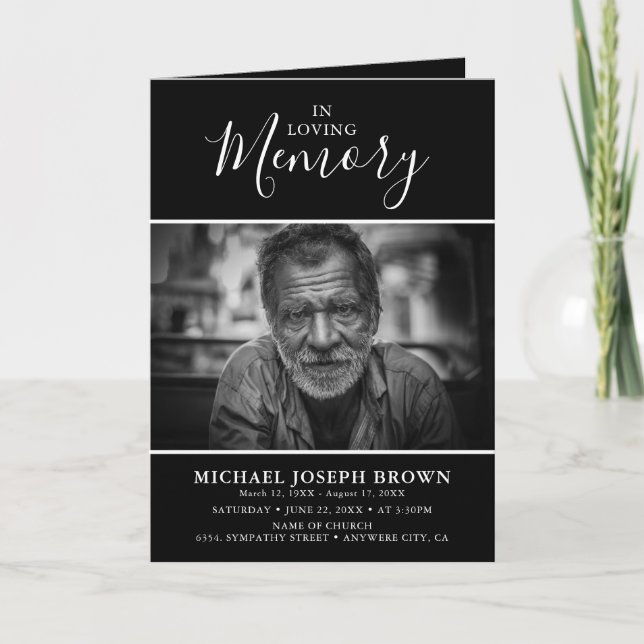 Simple Sympathy Photo Funeral Program (Front)