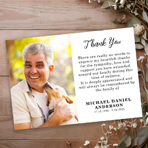 Simple Sympathy Photo - Modern Memorial Funeral Thank You Card